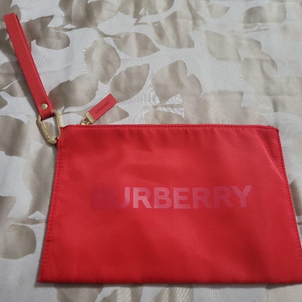 Burberry Red Nylon Wristlet Clutch